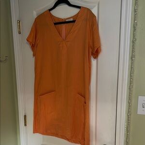 Orange V-Neck Dress